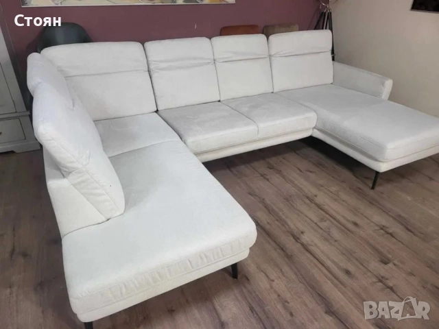 ПРОМОЦИЯ!!!Светло кремав П - образен ъглов диван от плат Mondo Lometti, снимка 3 - Дивани и мека мебел - 52829591