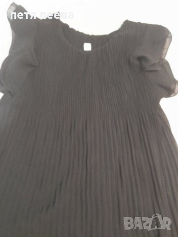 Черна пласирана рокля , снимка 2 - Рокли - 40862715