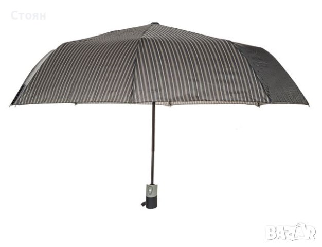 Автоматичен чадър за дъжд Черно кафяво на райе 31,5 см, снимка 2 - Други - 42876865