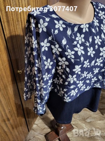 Дамска блуза от шифон на цветя, снимка 5 - Блузи с дълъг ръкав и пуловери - 42385884