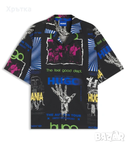 Hugo Boss Eligino - Оригинална мъжка риза с къс ръкав размер L, снимка 3 - Ризи - 53928351