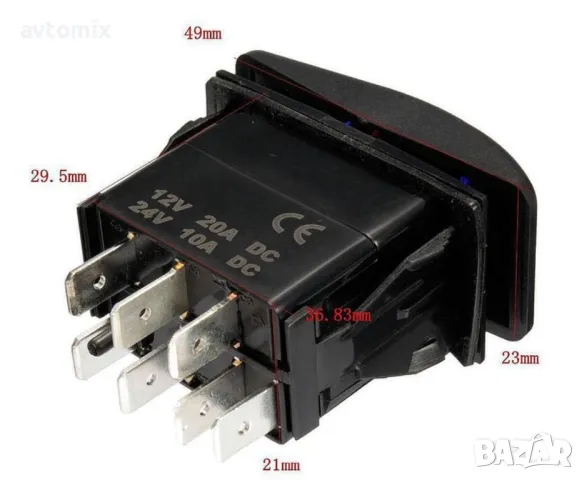 Моментен, самовъзвратен бутон за вграждане за лебедка, 12-24V, снимка 3 - Аксесоари и консумативи - 49749546