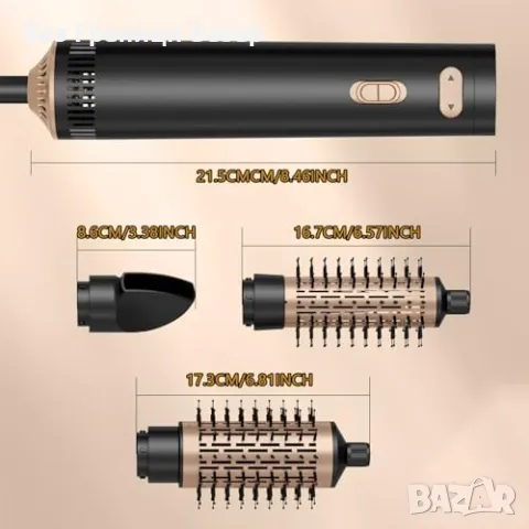 Нов Йонен Сешоар с Термо Четка, 2 Глави, 850W за Обем и Къдрици жени, снимка 8 - Сешоари - 49484428