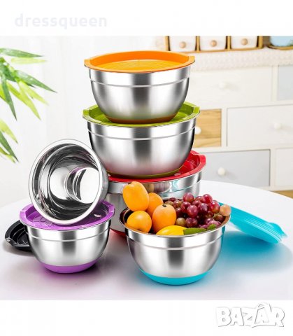 3155 Метални купи за разбъркване със силиконово дъно