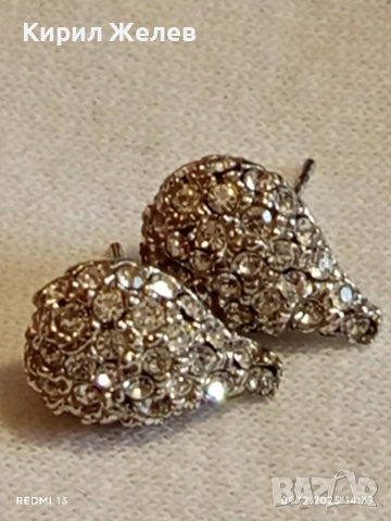 Красиви сребърни обеци с ювелирно инкрустирани брилянти елегантен дизайн 41472, снимка 8 - Обеци - 52707900