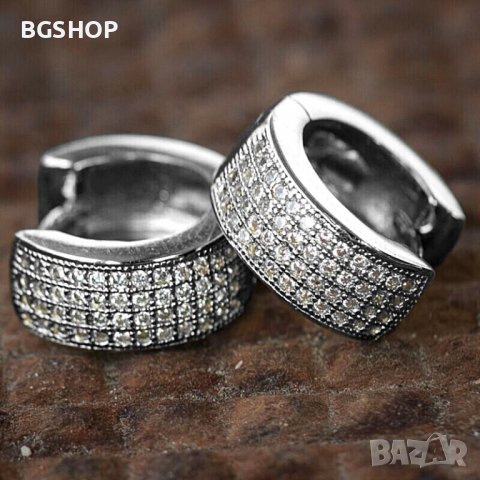 Bling Bling обеци халки с 4 реда камъни - Silver