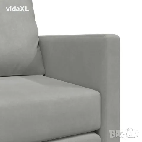 vidaXL Подов разтегателен диван 2-в-1 светлосив 122x204x55 см кадифе, снимка 9 - Дивани и мека мебел - 56147278