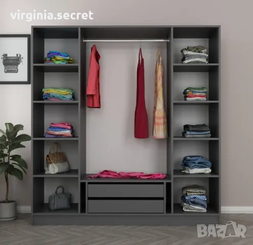 Модерен гардероб със стъклени врати, снимка 3 - Гардероби - 49859684