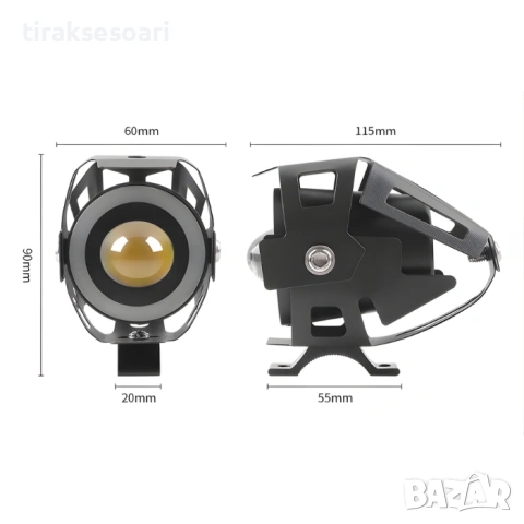 LED фар за мотор с лупа 30W RGB halo 3 режима 12V универсален PA1537, снимка 3 - Аксесоари и консумативи - 54276118