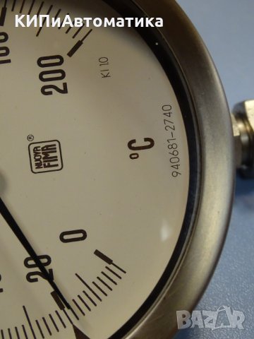 биметален термометър NUOVA FIMA Ø110 mm G1/2 KL1 0/+200°C L-85mm, снимка 3 - Резервни части за машини - 35228861
