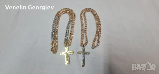 Стоманен синджир с кръс в цвят злато 2бр, 56см. / 60см., снимка 13 - Колиета, медальони, синджири - 48984381