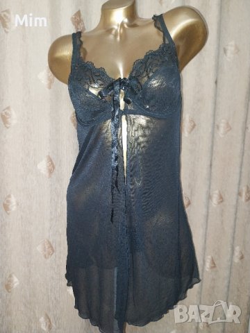  SANS 80 C Къса черна нощница с предно закопчаване , снимка 3 - Нощници - 42083832