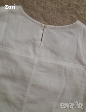 Бяла блуза с отворени рамене и къдрички над бюста, снимка 3 - Ризи - 42806380