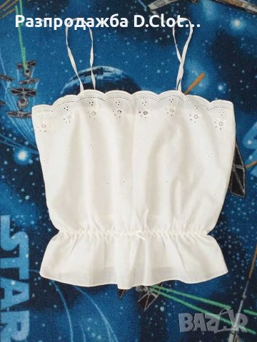 Бял топ с тънки презрамки, снимка 4 - Корсети, бюстиета, топове - 29343869