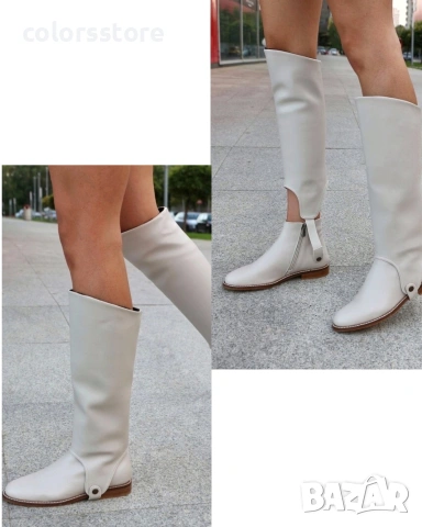 Равни ботуши - бежова кожа - GHM9