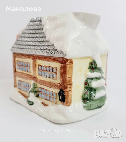 Ръчно рисувана фина керамична латиера Annie Row, Collectable Christmas., снимка 4 - Други ценни предмети - 52437864