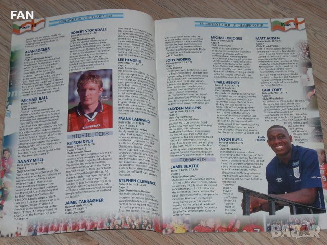 Англия - България до 21 г. футболна програма 1998 квалификация за ЕП до 21г. с уч. на Стилиян Петров, снимка 4 - Фен артикули - 38813137