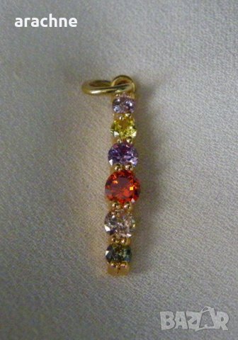 Позлатен сребърен коктейлен медальон с топаз, цитрин,аметист и турмалини, снимка 2 - Колиета, медальони, синджири - 31085340