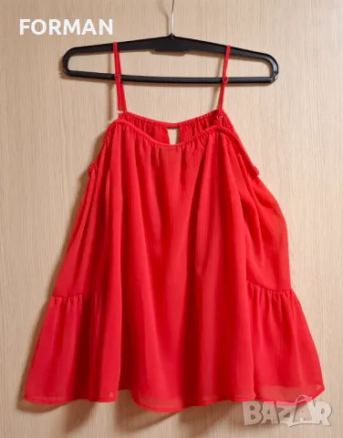 Червена риза с отворени рамене, снимка 12 - Ризи - 47958448