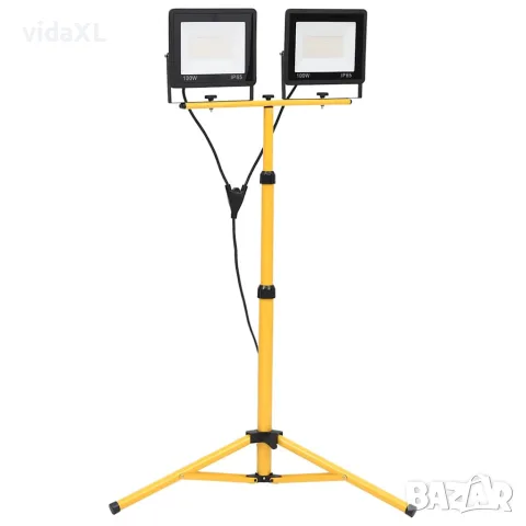 vidaXL LED прожектор със статив 2x100 W студено бяло