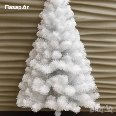 Изкуствена коледна елха в бяло – пухкав снежен ефект, снимка 4 - Декорация за дома - 52440206