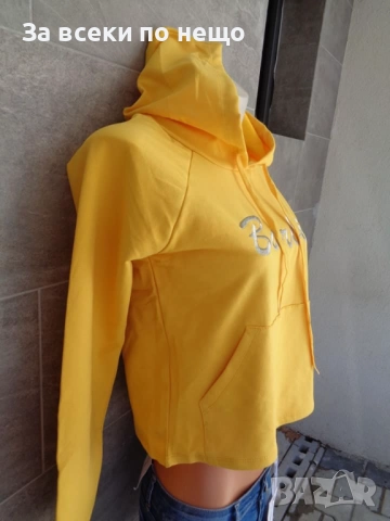 Barbie Дамски Жълт Суитшърт С Дълъг Ръкав И Качулка Барби Код SV-28, снимка 2 - Суичъри - 52499448