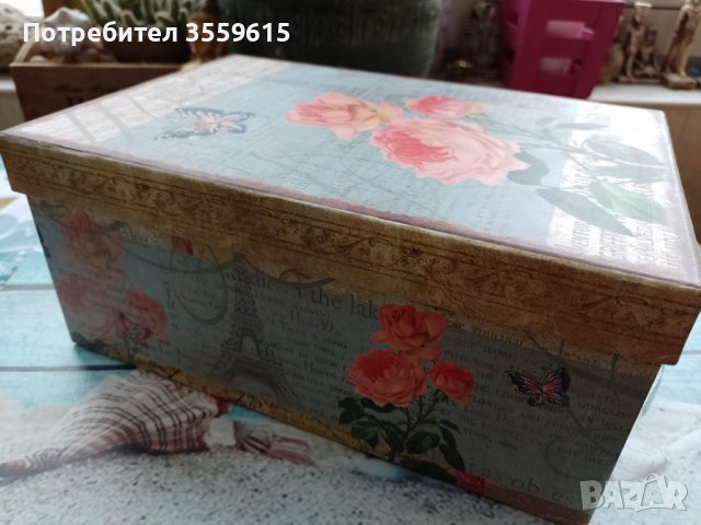 красива ретро кутия с рози от Париж, Франция, снимка 5 - Декорация за дома - 40597146