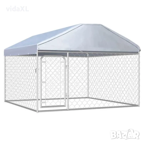 vidaXL Външна клетка за кучета с покрив, 200x200x135 см(SKU:144493)