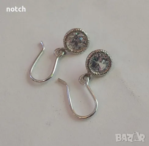 Сребърни обеци с циркони, снимка 4 - Обеци - 49974734