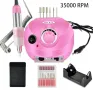 	Професионална електрическа пила за нокти 35000 оборота с 6 представки розова, снимка 1
