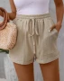 Дамски стилни ежедневни къси панталони с връзки и еластична талия, снимка 1