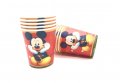 Мики Маус червен фон 10 бр картонени чаши парти рожден ден, снимка 1 - Чаши - 31644986