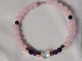 Енергийна гривна с лунен камък, розов кварц и аметист, снимка 2
