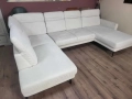 ПРОМОЦИЯ!!!Светло кремав П - образен ъглов диван от плат Mondo Lometti, снимка 3