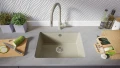 Беж кухненска мивка за вграждане под плот Венеция 60 560x440 мм, снимка 3