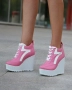 Кецове на платформа - розова кожа с бяло ходило, снимка 2