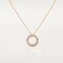 CARTIER Love Rose Gold Large Paved Diamonds Pendant Дамскo Колие, снимка 9