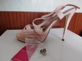 Сандали на висок ток , цвят пудра, снимка 2