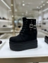 Боти на платформа - черен велур, снимка 2