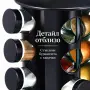 Въртяща се стойка за подправки с 16 стъклени бурканчета и 89 етикета , снимка 2