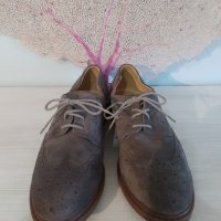 Велурени Оксфорд дамски обувки – сиви, с връзки, № 40 , снимка 2 - Дамски ежедневни обувки - 34346062