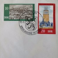 1975г.Старо писмо от Германия.Две марки, снимка 1 - Филателия - 31702181