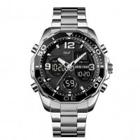 Елегантен мъжки часовник с двоен механизъм, снимка 11 - Мъжки - 30741456