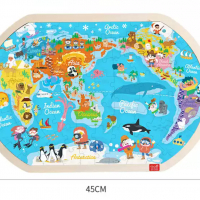Дървен пъзел Морски Свят - Карта на света в рамка, снимка 7 - Игри и пъзели - 36512126
