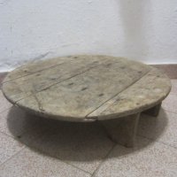 Стара дървена маса, ниска софра, паралия, синия - 2 , снимка 1 - Други - 31921869