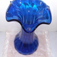 НОВА  ! РАЗКОШНА ВАЗА от кобалтово синьо стъкло , снимка 2 - Декорация за дома - 39262858