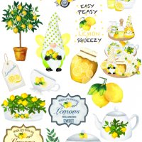 Скрапбук стикери за декорация планер лимони lemonade самозалепващ лист А5 - различни видове, снимка 3 - Други - 37613792