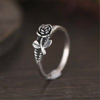 Нежен сребърен пръстен, роза, снимка 4 - Пръстени - 31412986