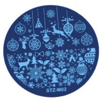 STZ-M02 Коледен Коледна кръгла плочка / щампа шаблон за печат на нокти маникюр, снимка 1 - Продукти за маникюр - 31672464