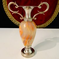 Посребрена ваза,амфора,оникс. , снимка 4 - Вази - 37274869